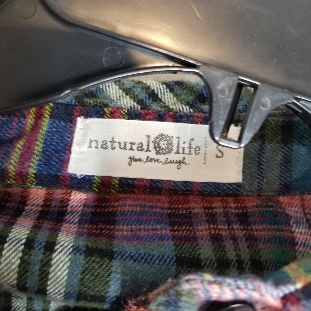 Natural Life Womens Patchwork Plaid Flannel Shirt Multi Color Boho Button Down S - Picture 3 of 6
